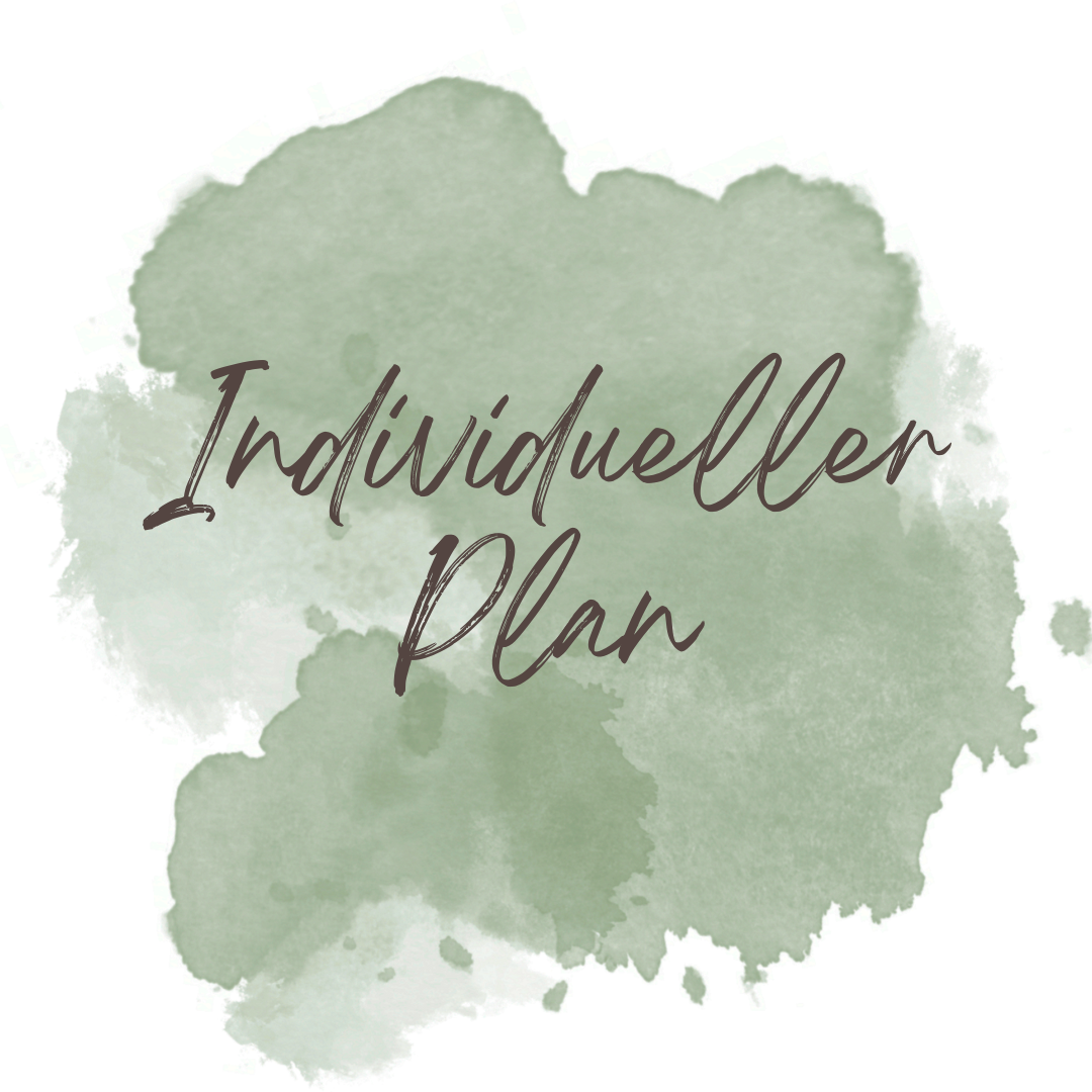 Aquarell-Illustration mit dem Schriftzug „Individueller Plan“